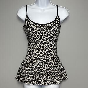 I Am Yummie Black White Leopard Babydoll Tummy Control Cami Sz L